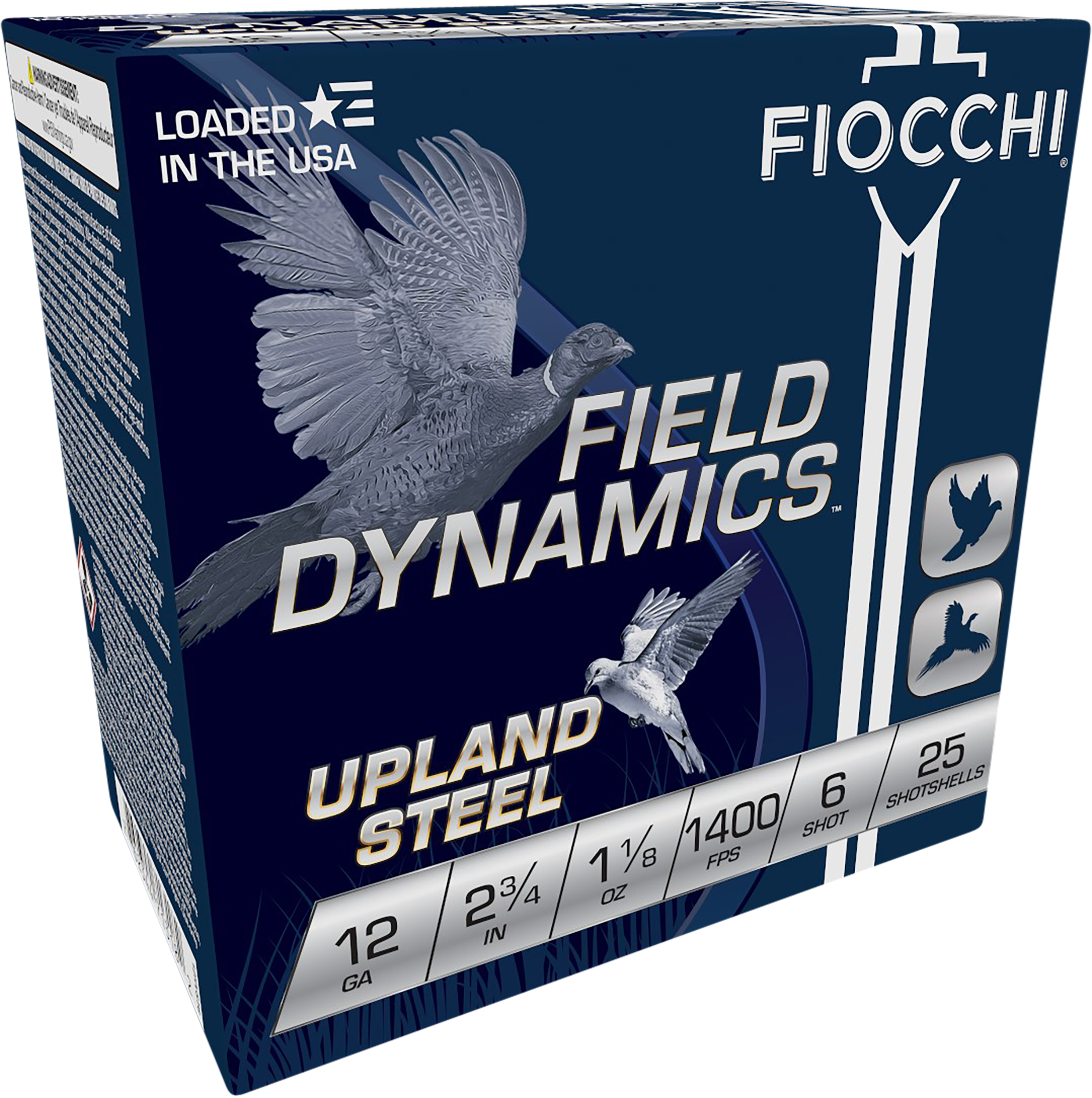 Fiocchi Field Dynamics Upland Steel 12 Gauge 2.75" 1 1/8oz 6 Shot 25 Bx/10 Cs - Box or Case