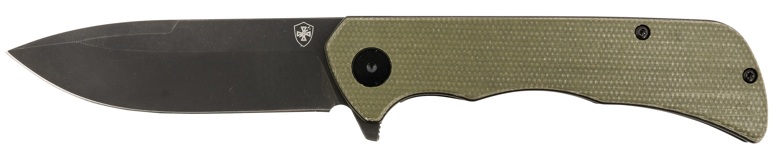 Templar Knife Paladin 3.27" Folding Drop Point Plain D2 Black Powder Coated Blade 4.40" Green Micarta Handle
