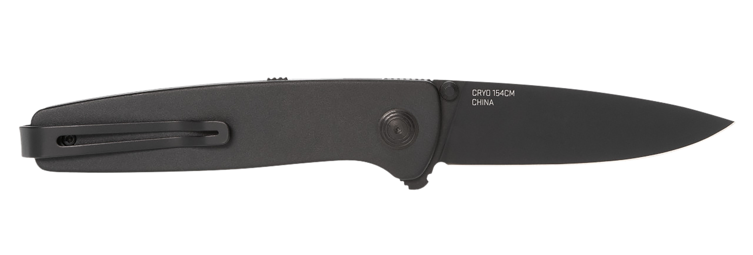 S.O.G Twitch III 3.10" Folding Drop Point Plain Black TiNi 154CM SS - Black Aluminum Handle