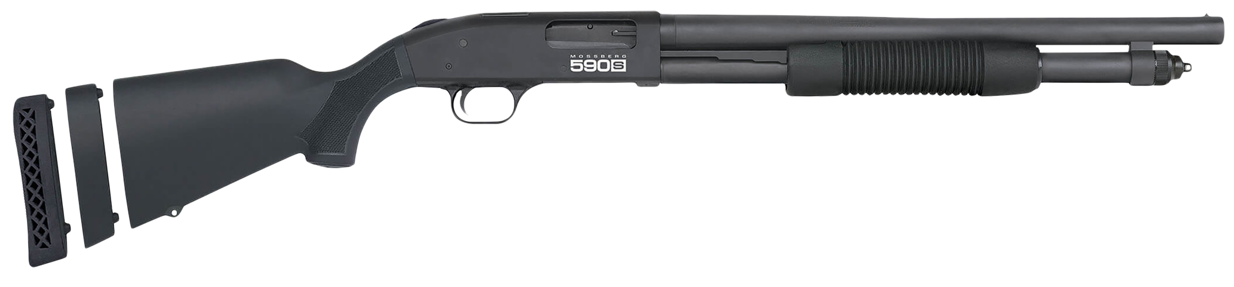 Mossberg 590S Compact 12 Gauge Pump 3" 9+1 18.50" Shotgun - Optic Cut, Adj LOP Synthetic Stock
