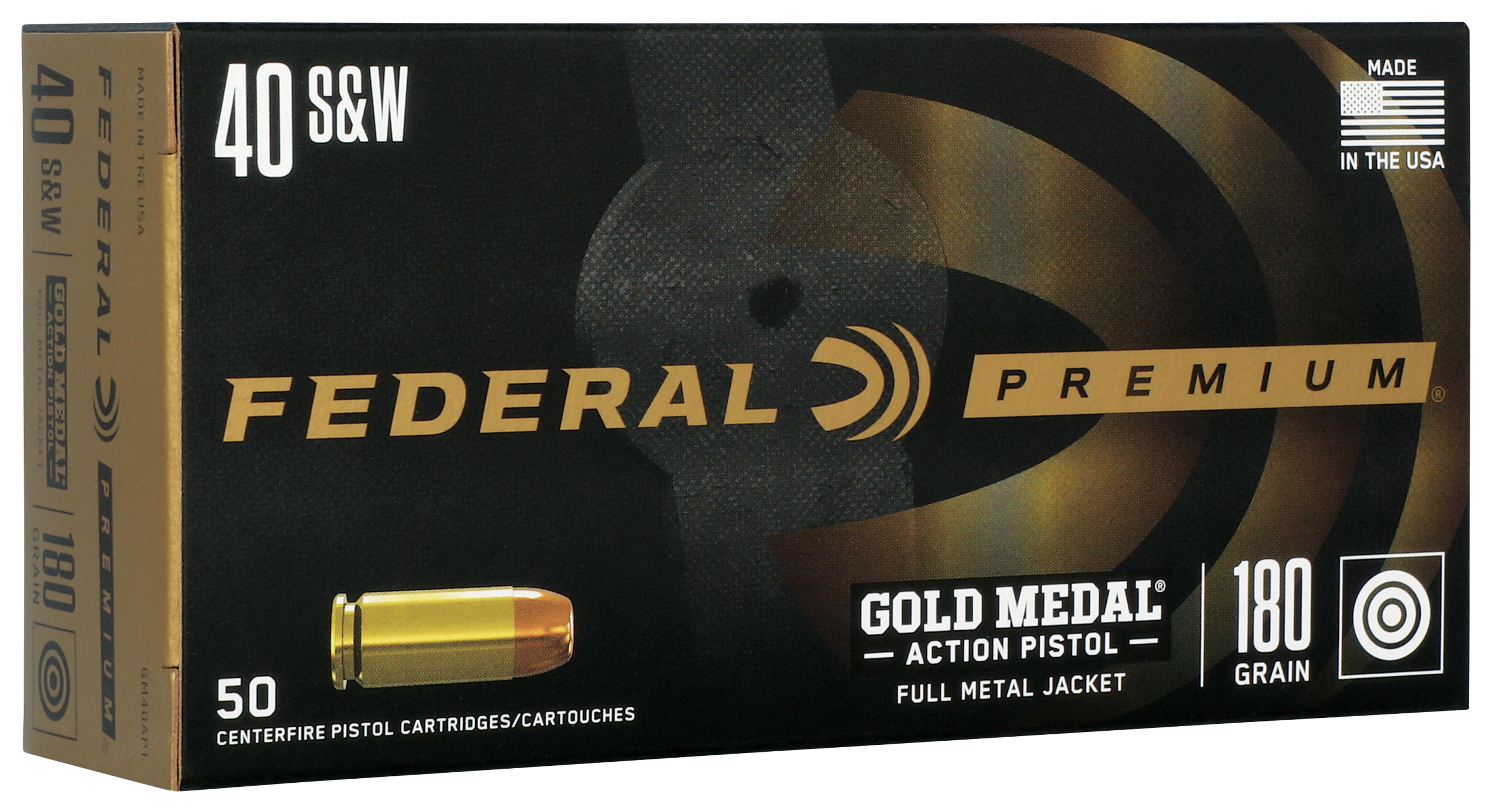 Federal Gold Medal Action Pistol 40 S&W 180gr FMJ 50 Rd - Box or Case