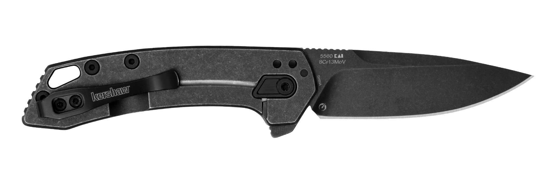 Kershaw Radar 5560 2.90" Folding Drop Point Plain 8Cr13MoV - Black Oxide Blackwash Stainless Steel