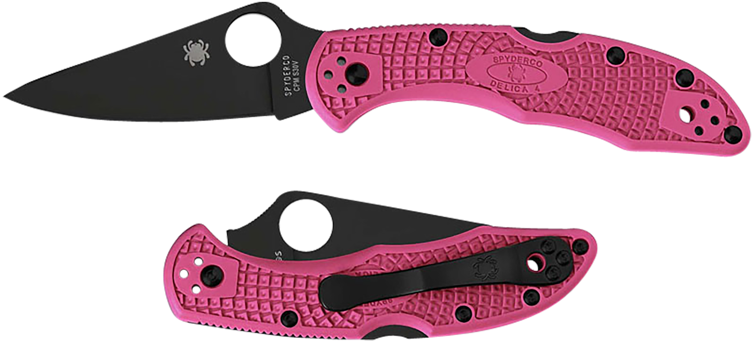 Spyderco Delica 4 Lightweight 2.90" Plain Edge CPM S30V Black TiCN Pink FRN Folding Knife