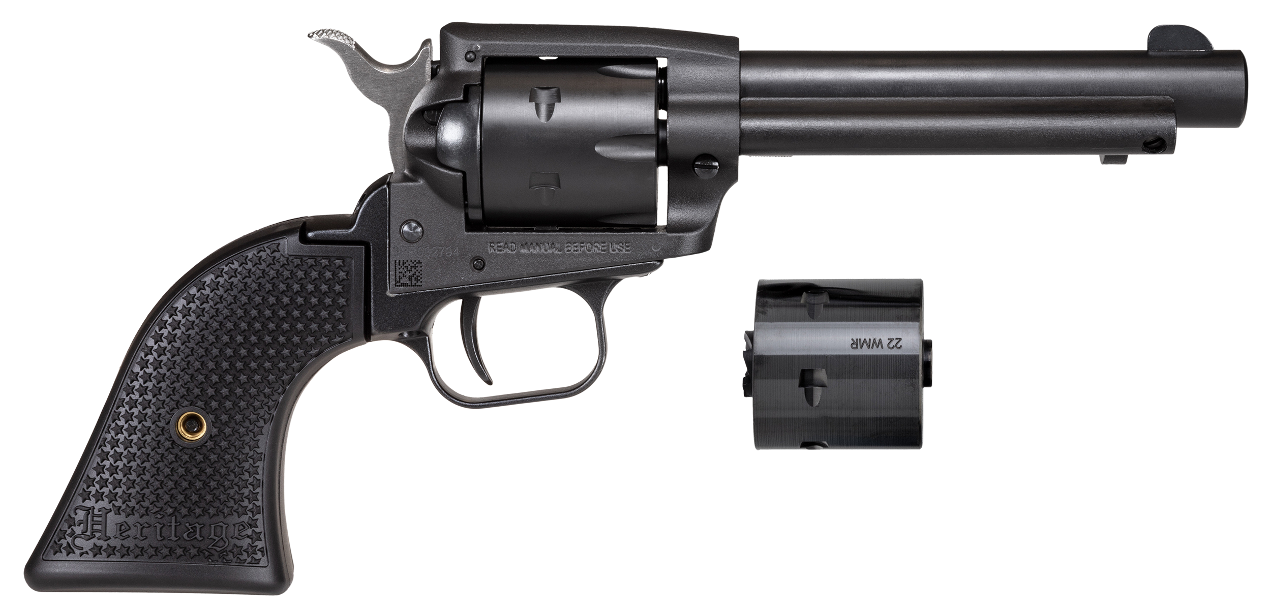 Heritage Mfg Rough Rider 22 LR/22 WMR 4.75" 6-Shot SAO Revolver - Black Polymer Grip - Black Satin