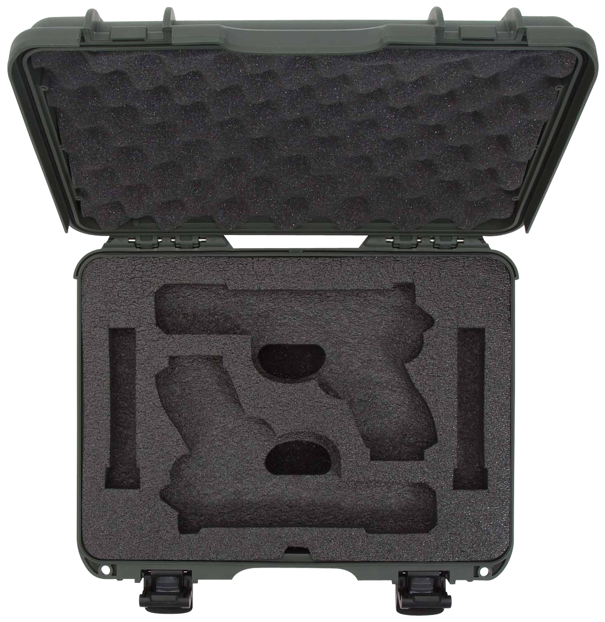 Nanuk 910 Glock Compatible 2 Up Pistol Case Olive Polymer w/ Latches & Closed-Cell Foam - Airline Approved