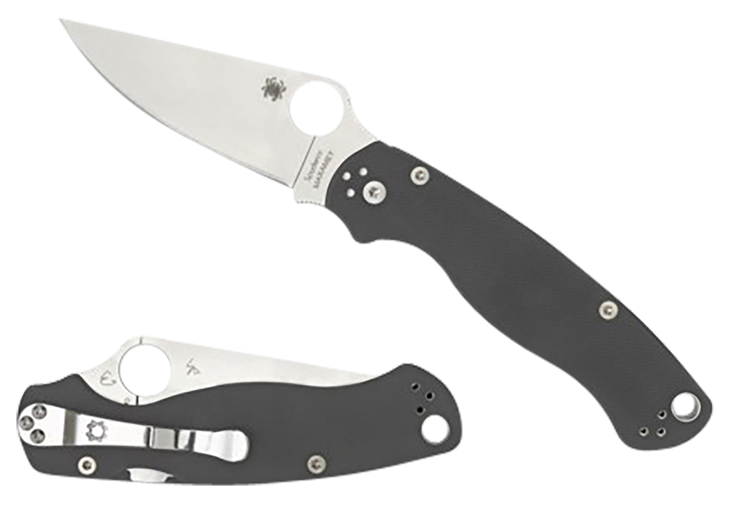Spyderco Para Military 2 3.47" Maxamet Satin Plain Dark Gray G10 Folding Knife