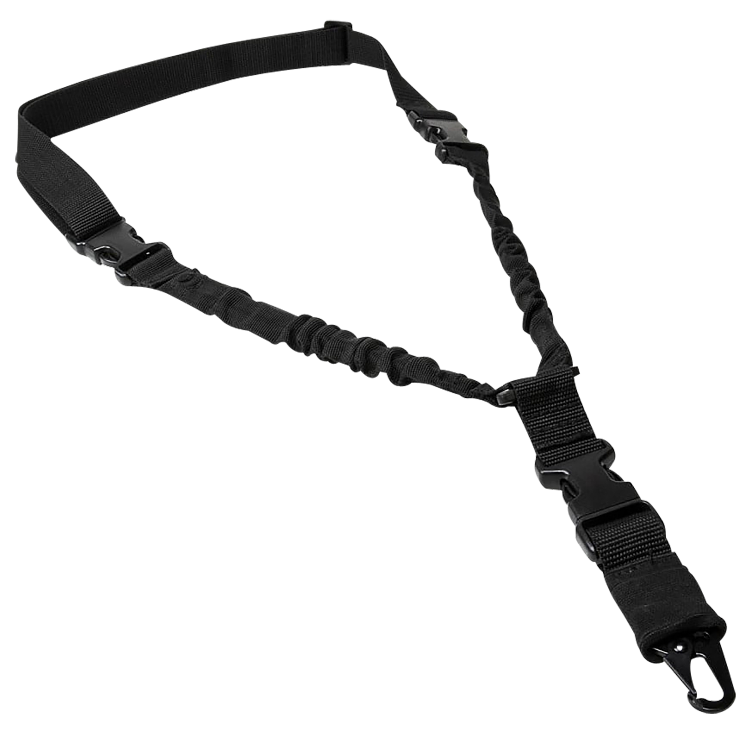 NcSTAR ADBS1PB Single Point Sling Deluxe Black Nylon 30"-38" Adjustable Bungee