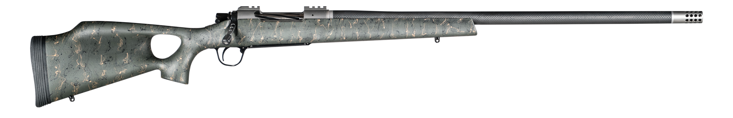 Christensen Arms Summit TI 28 Nosler 26" 3+1 Bolt-Action Rifle - Green w/Black/Tan Webbing Thumbhole Stock