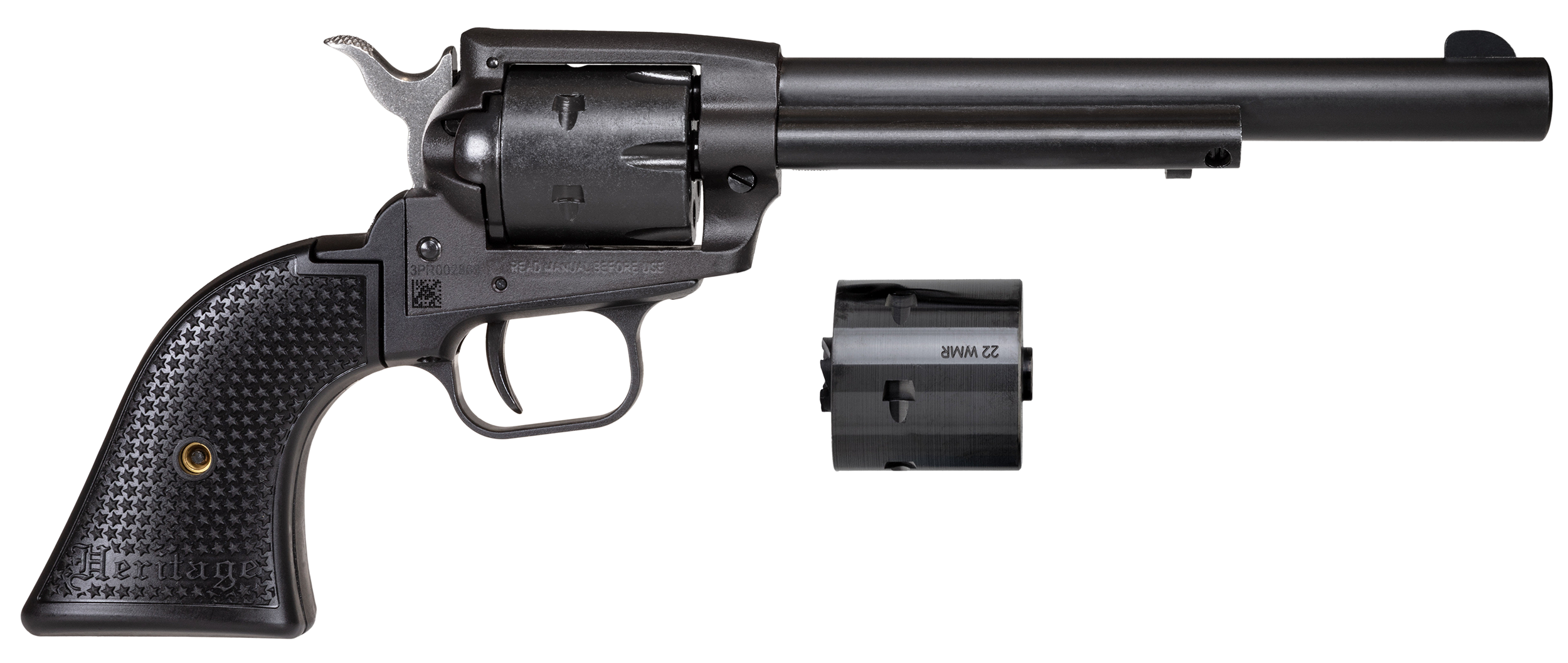 Heritage Mfg Rough Rider 22 LR/22 WMR 6.5" 6-Shot SAO Revolver - Black Satin