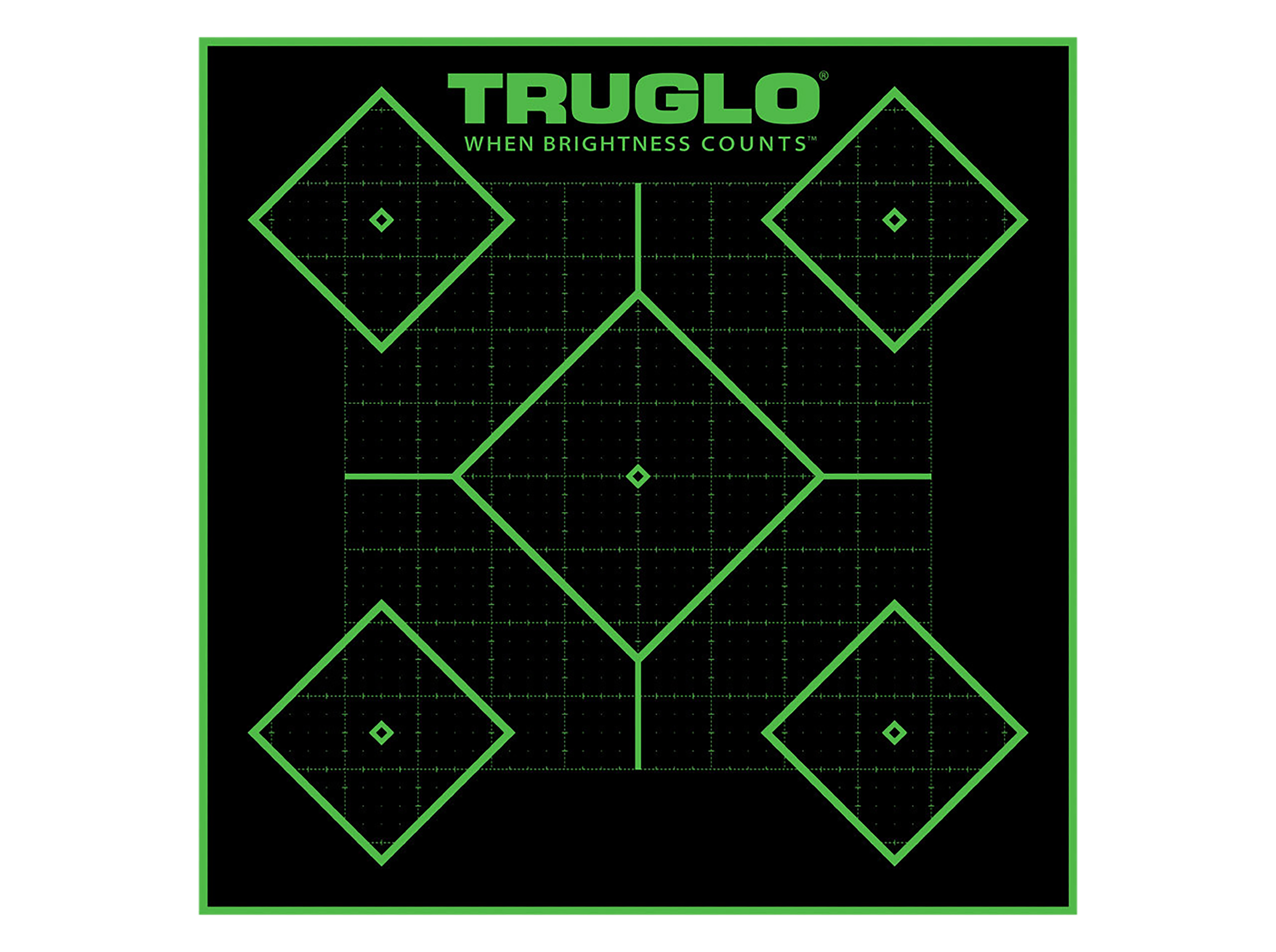 TruGlo Tru-See 5-Diamond 12"x12" Self-Adhesive Paper Target 25 Pack - Black/Green