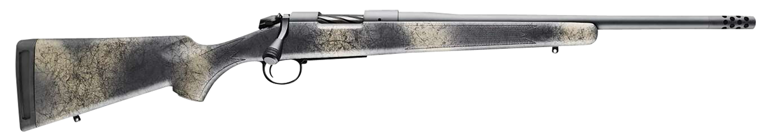 Bergara Rifles B-14 Wilderness Ridge 7mm PRC 22" 3+1 Bolt-Action Rifle - Sniper Gray Cerakote, Woodland Camo Stock