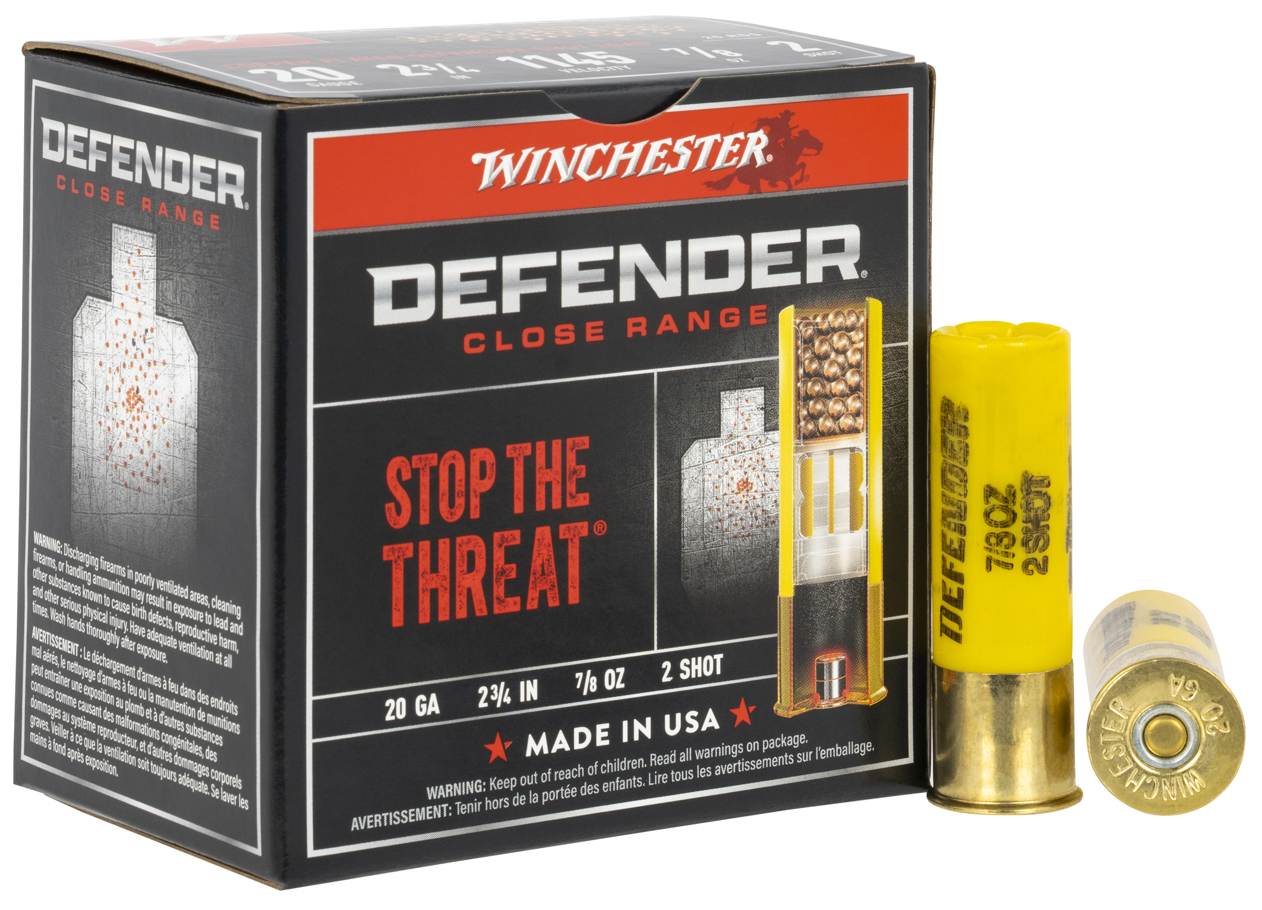 Winchester Ammo Defender 20 Gauge 2.75" 7/8 oz #2 Shot 25 Rd - Box or Case