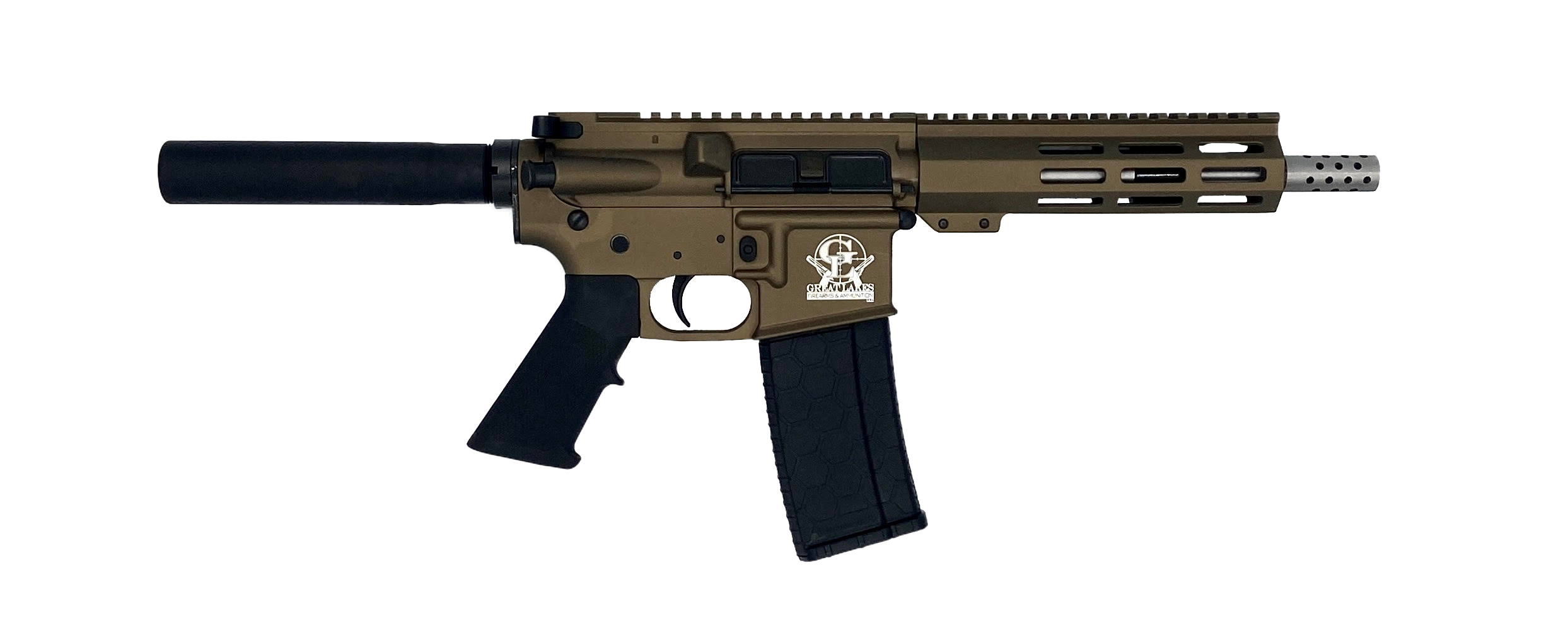 Great Lakes Firearms GL15 223 Wylde 7.50" 30+1 Semi-Auto AR-15 Pistol - Bronze