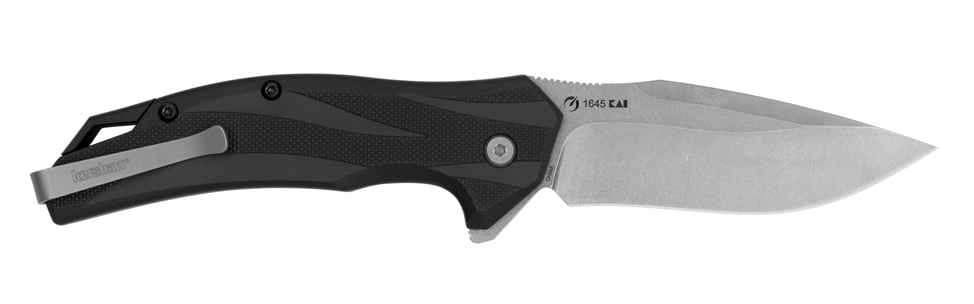 Kershaw Lateral 1645 3.1" Folding Drop Point w/Recurve Plain 8Cr13MoV Stonewashed - Gray GFN