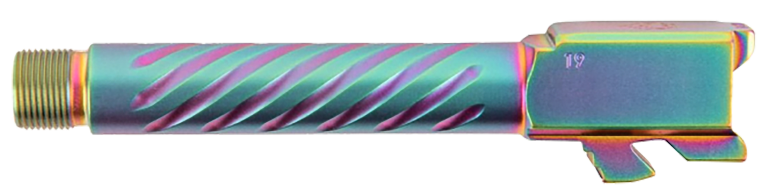 Ballistic Adv Premium Series 9mm Luger 4.99" Spiral Fluted Threaded Barrel - PVD Iridescent Stainless - Fits Glock 17 Gen 5
