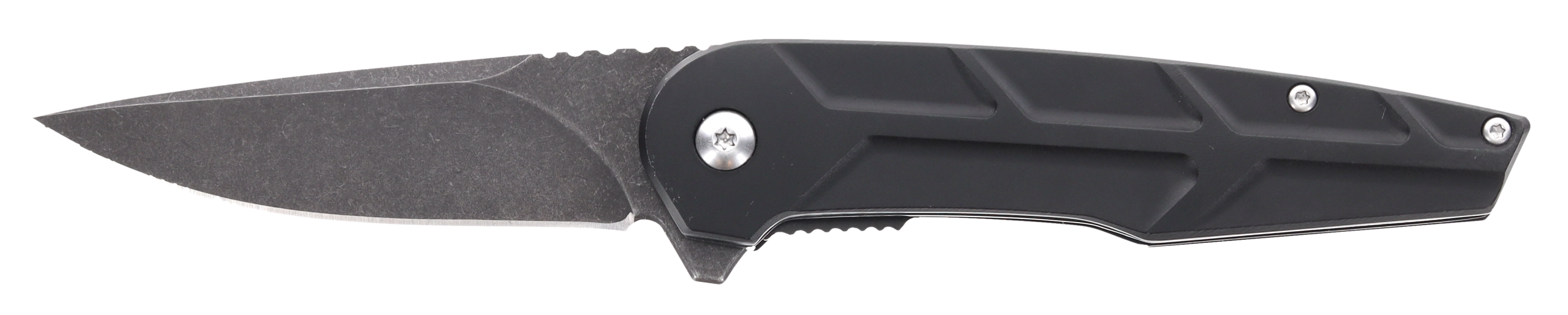 Schrade Reckon 3.25" Folding Drop Point Plain D2 Steel Dark Stonewash - Black Aluminum Handle