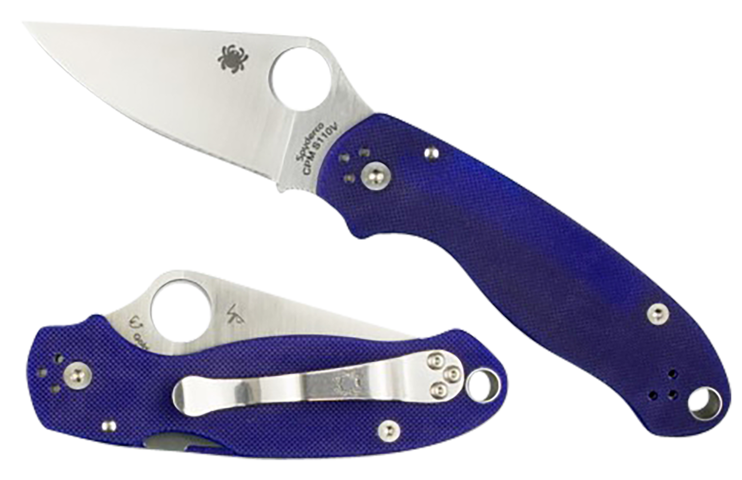 Spyderco Para 3 2.95" CPM S110V Plain Edge Dark Blue G10 Folding Knife