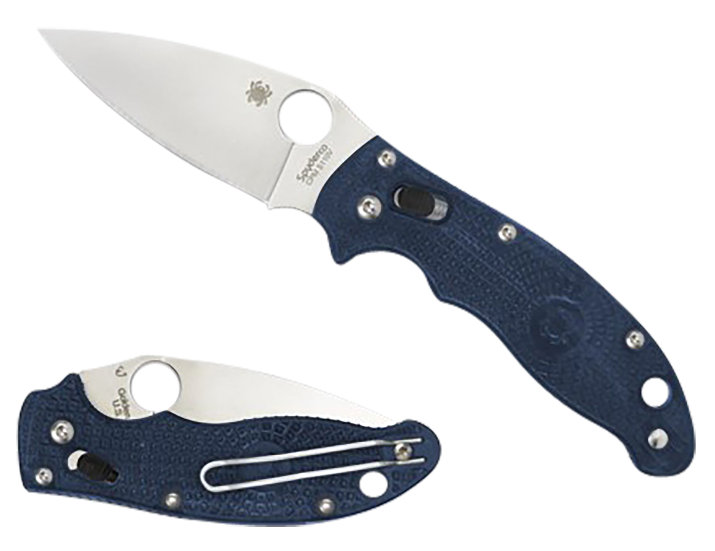 Spyderco Manix 2 Lightweight 3.37" CTS BD1 Plain Edge FRCP Dark Blue Folding Knife