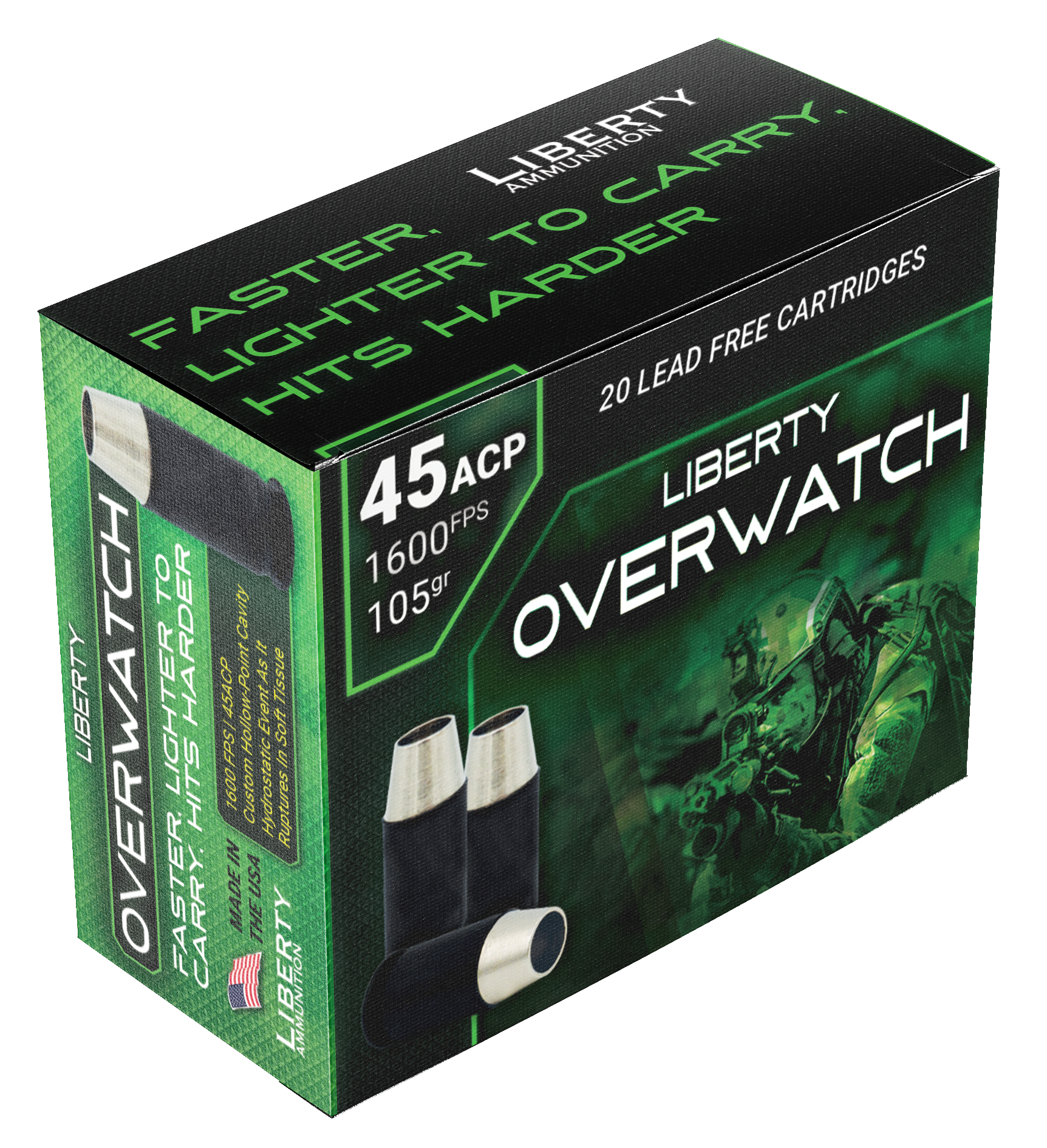 Liberty Ammunition OverWatch 45 ACP 105gr Open Cavity Design - Box or Case