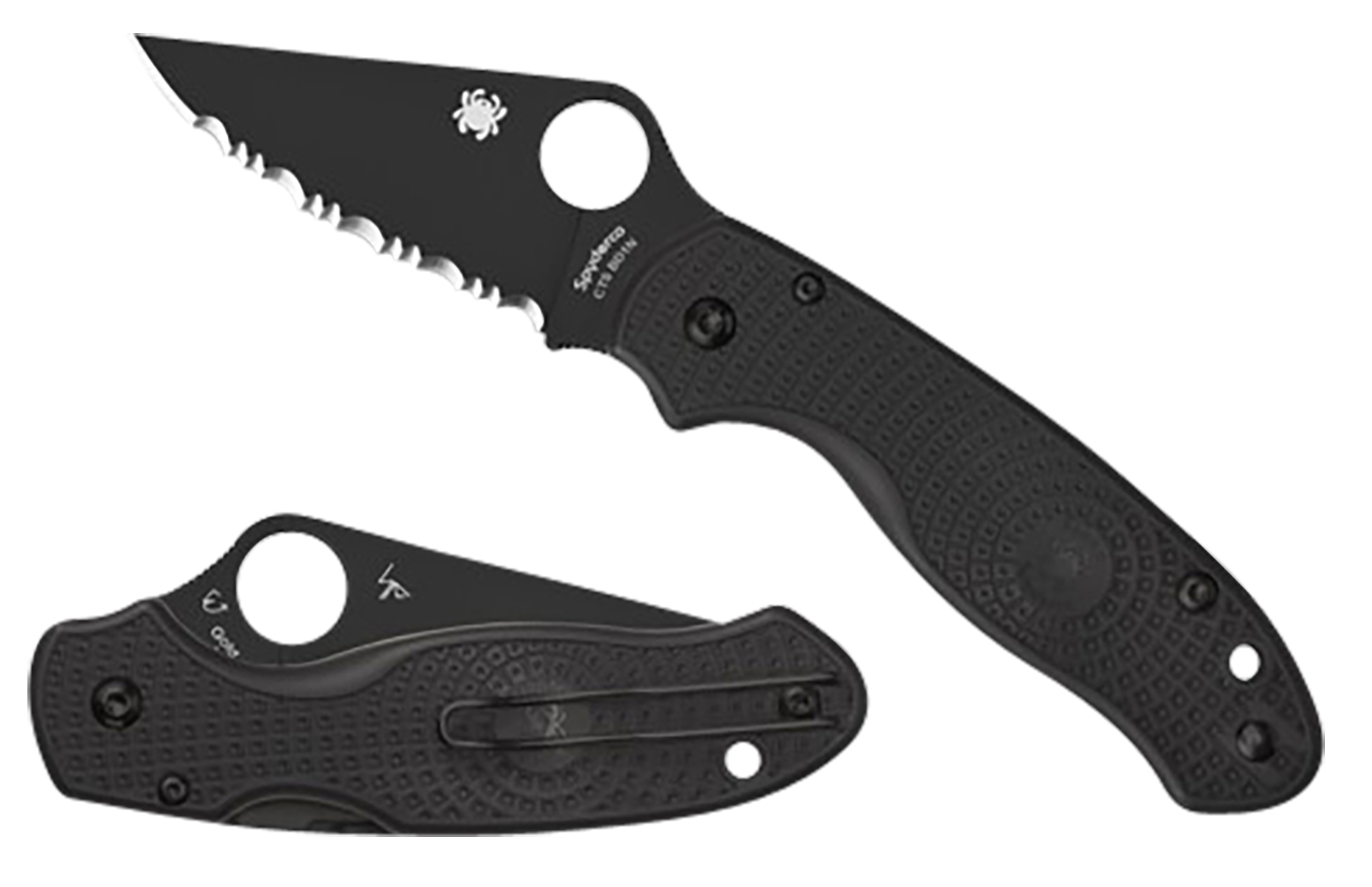 Spyderco Para 3 Lightweight 2.92" CTS BD1N Black DLC Plain Edge FRN Folding Knife