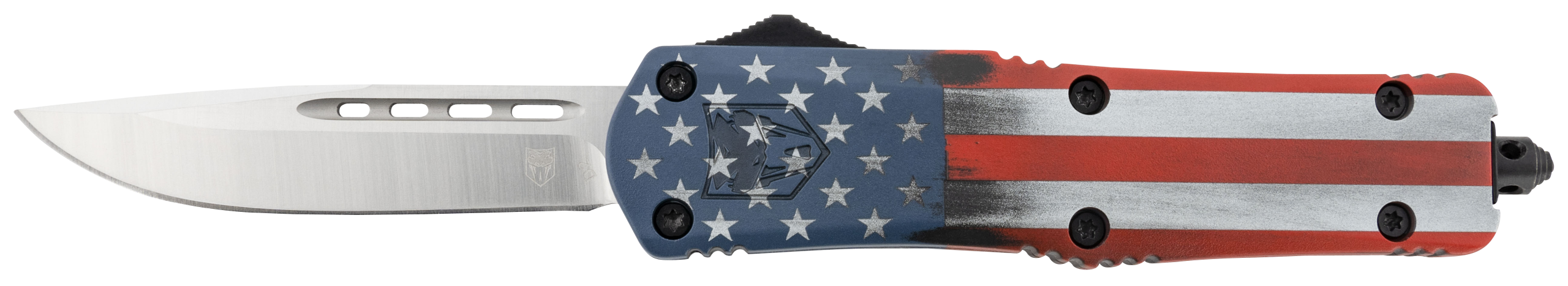 CobraTec Knives FS-3 American Flag Medium 3" OTF Drop Point D2 Steel US Flag Aluminum Cerakote Handle