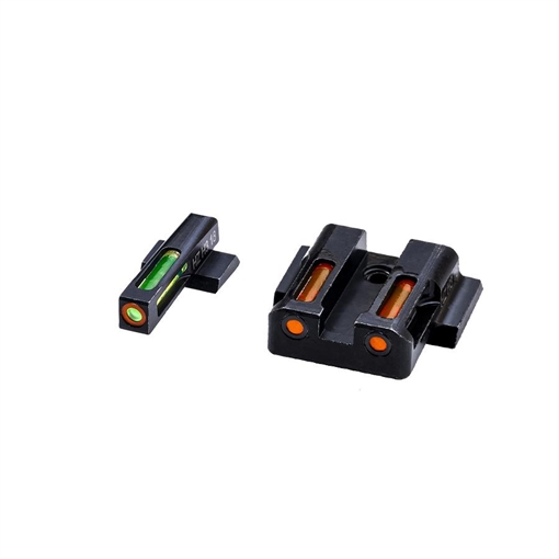 HIVIZ Litewave H3 Tritium/Litepipe Handgun Sight Set for S&W M&P Green with Orange Ring Front Orange Rear MPN621