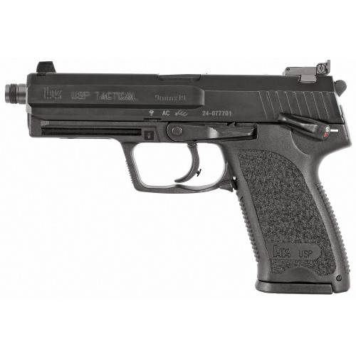 HK USP Tactical V1 9mm, 4.86" Threaded Barrel, Black, Polymer Frame, 15rd