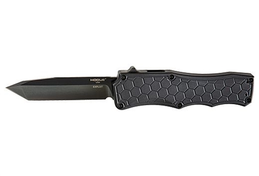 HOGUE INC. EXPLOIT 3.5" OTF AUTO ALUMINUM TANTO BLADE MATTE BLK 34046