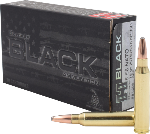 Hornady Black InterLock HD SBR 5.56 NATO 75gr, InterLock HD 20rd Box, Great for Short Barrel Rifles and Pistols