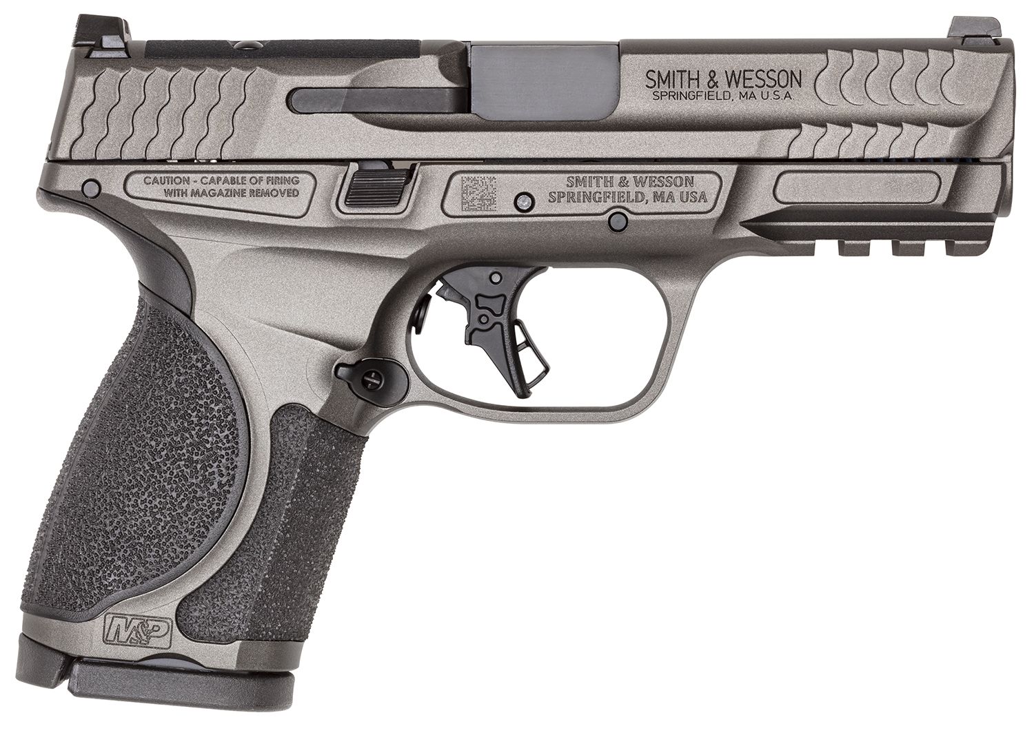 Smith and Wesson M&P M2.0 Pistol 14101, 9mm Luger, 4in, Textured, Tungsten Gray Cerakote Finish, 15 Rds