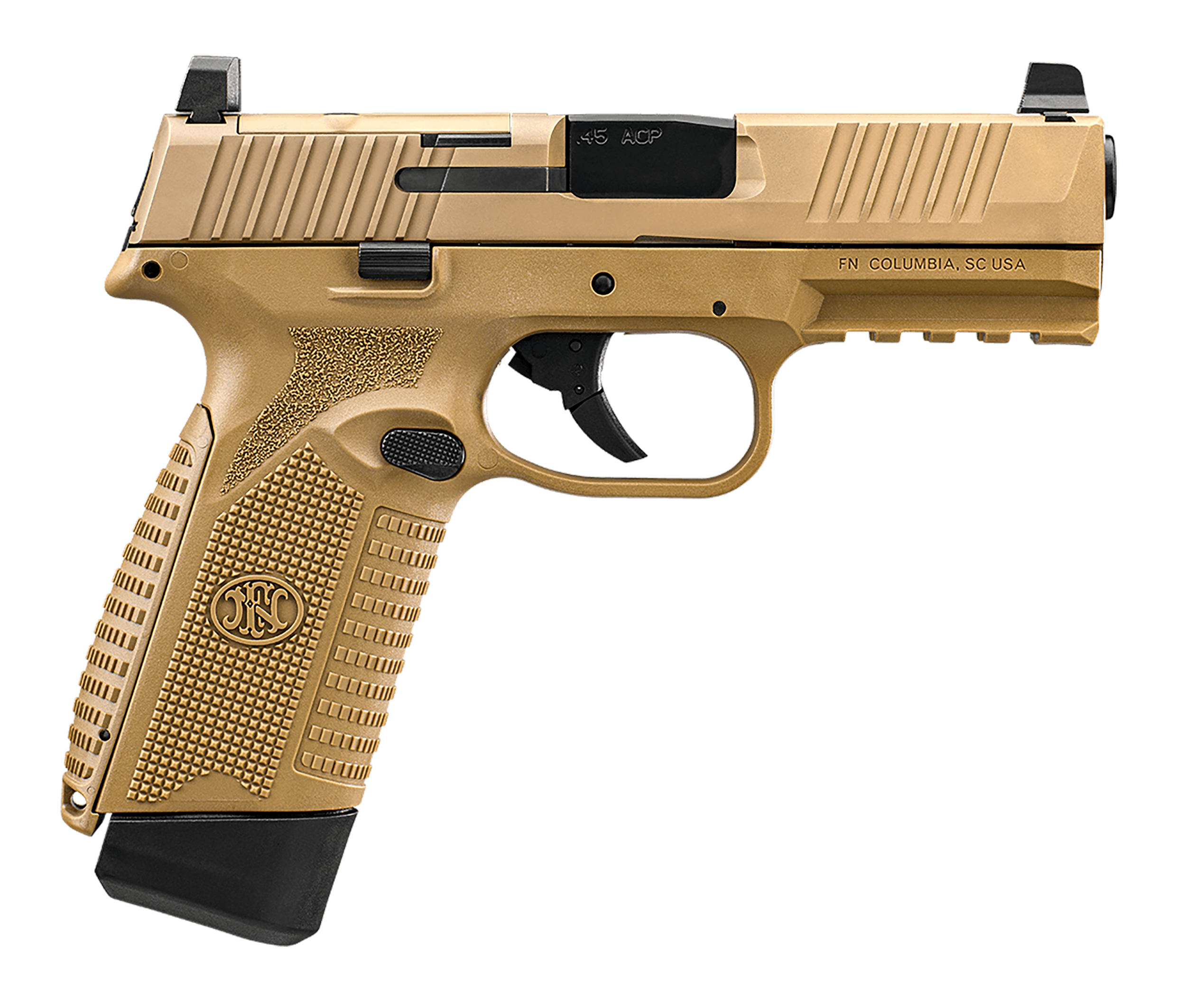 FN Herstal 545 MRD Optic Ready Pistol 66101390, 45 ACP, 4.10in, FDE Textured Polymer, Flat Dark Earth Finish, 10 Rds