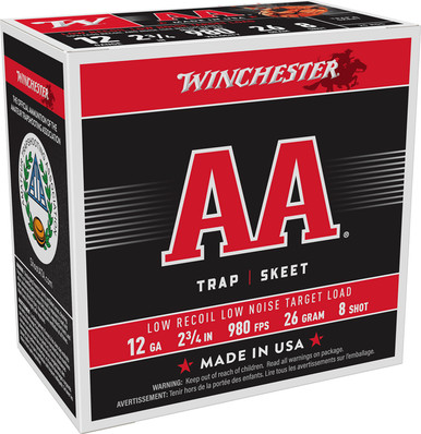 Winchester Ammo AA Low Recoil 12 Gauge 2.75" 26 Gram 8 Shot 25 Per Box