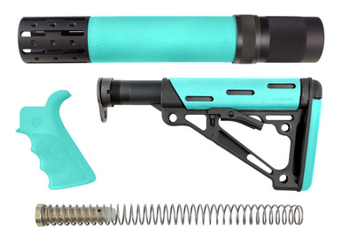 Hogue 13478 OverMolded 3-Piece Kit Collapsible Aqua OverMolded Rubber Black & Aqua Rubber Grip
