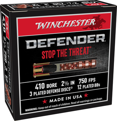 Winchester Ammo S410PDX1 PDX1 Defender 410Gauge 2.50" 3Defense Discs 12BBs Shot 10 Per Box/10 Case