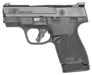 Smith & Wesson 13536 M&P Shield Plus Micro-Compact Frame 9mm Luger 10+1/13+1, 3.10" Black Armornite Steel Barrel & Optic Cut/Serrated Stainless Steel Slide, Matte Black Polymer Frame, Thumb Safety