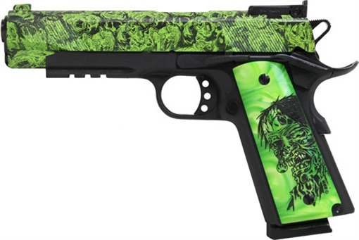 IVER JOHNSN 45 ACP 1911 ZOMBIE W/LT RAIL PST EAGLE-LR-ZOMBIE GIJ15
