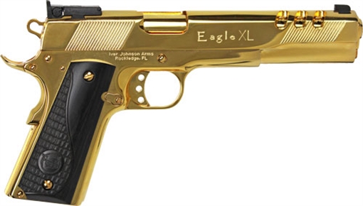 IVER JOHNSON EAGLE XL PORTED 10MM 6" 24K GOLD BLACK WOOD GIJ39