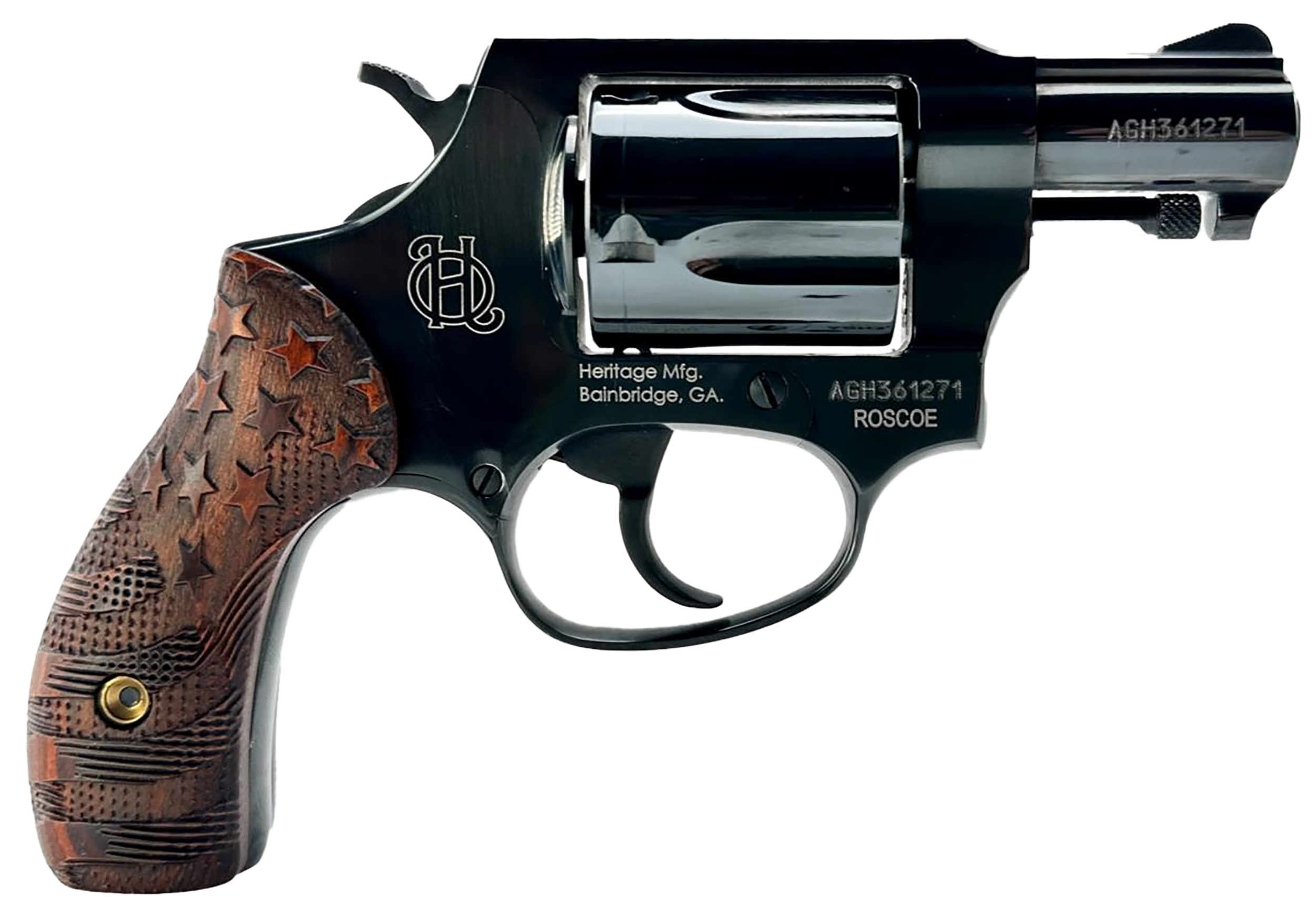 Heritage Roscoe Revolver HR38B2US1, 38 Special +P, 2", Wood Grips, Black Finish, 5 Rds