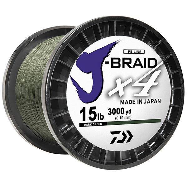 Daiwa J-Braid X4 15lb Dark Green 3000yd Fishing Line