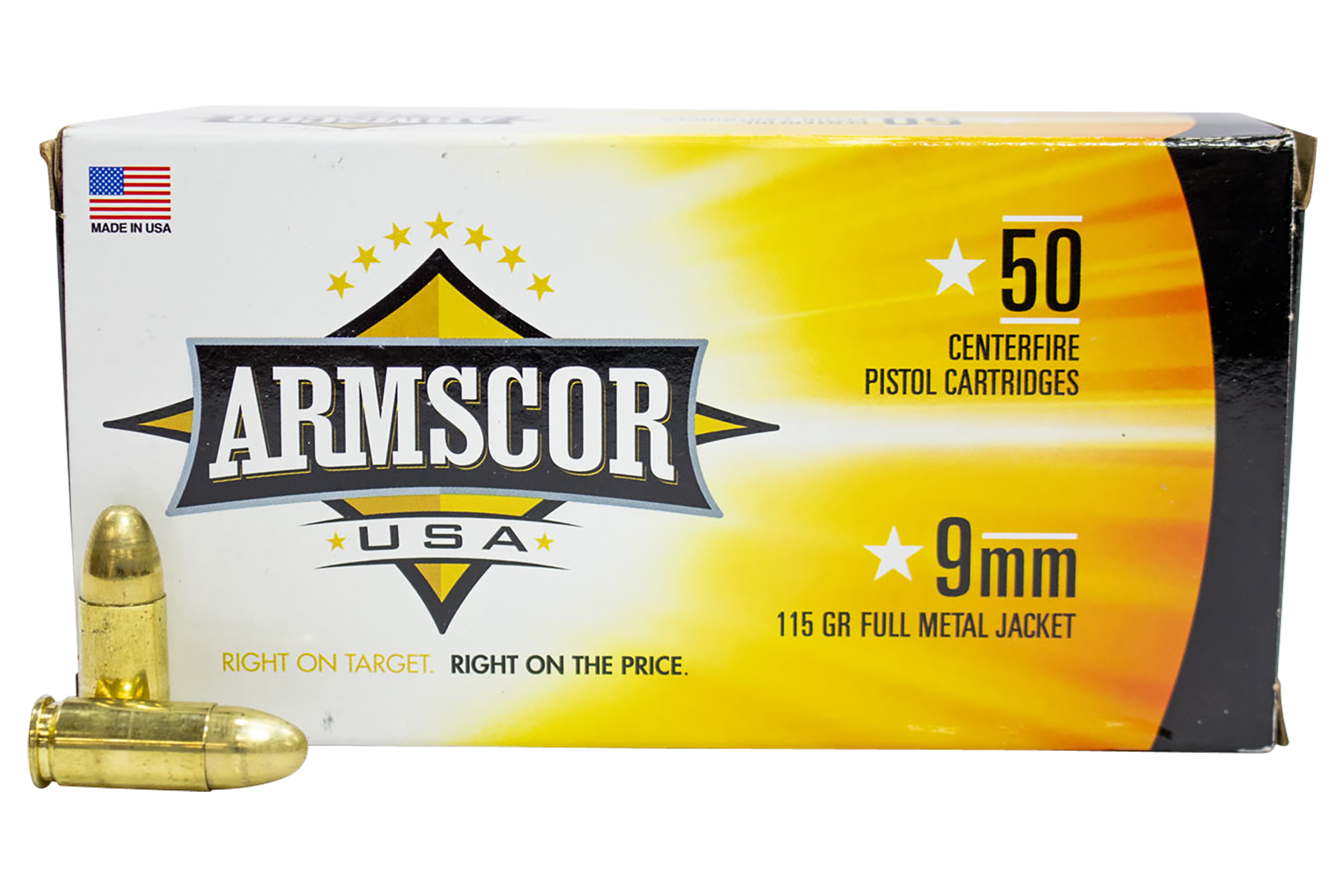 Armscor USA Competition Pistol Ammunition FAC92N, 9mm Luger, Full Metal Jacket (FMJ), 115GR, 1097fps, 50 Rd/bx