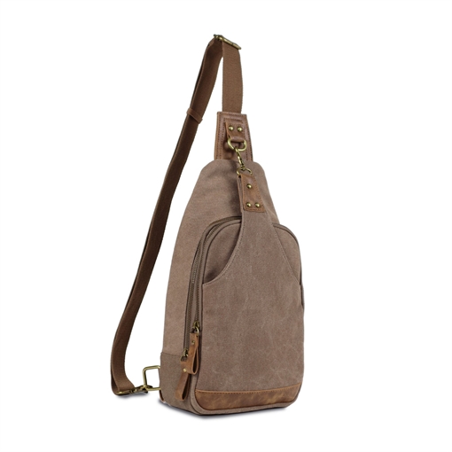 JESSIE & JAMES GLACIER CANVAS CONCEALED CARRY SLING BAG 15 H X 8 W X 3.5 D ( KHAKI ) SMC52093KH