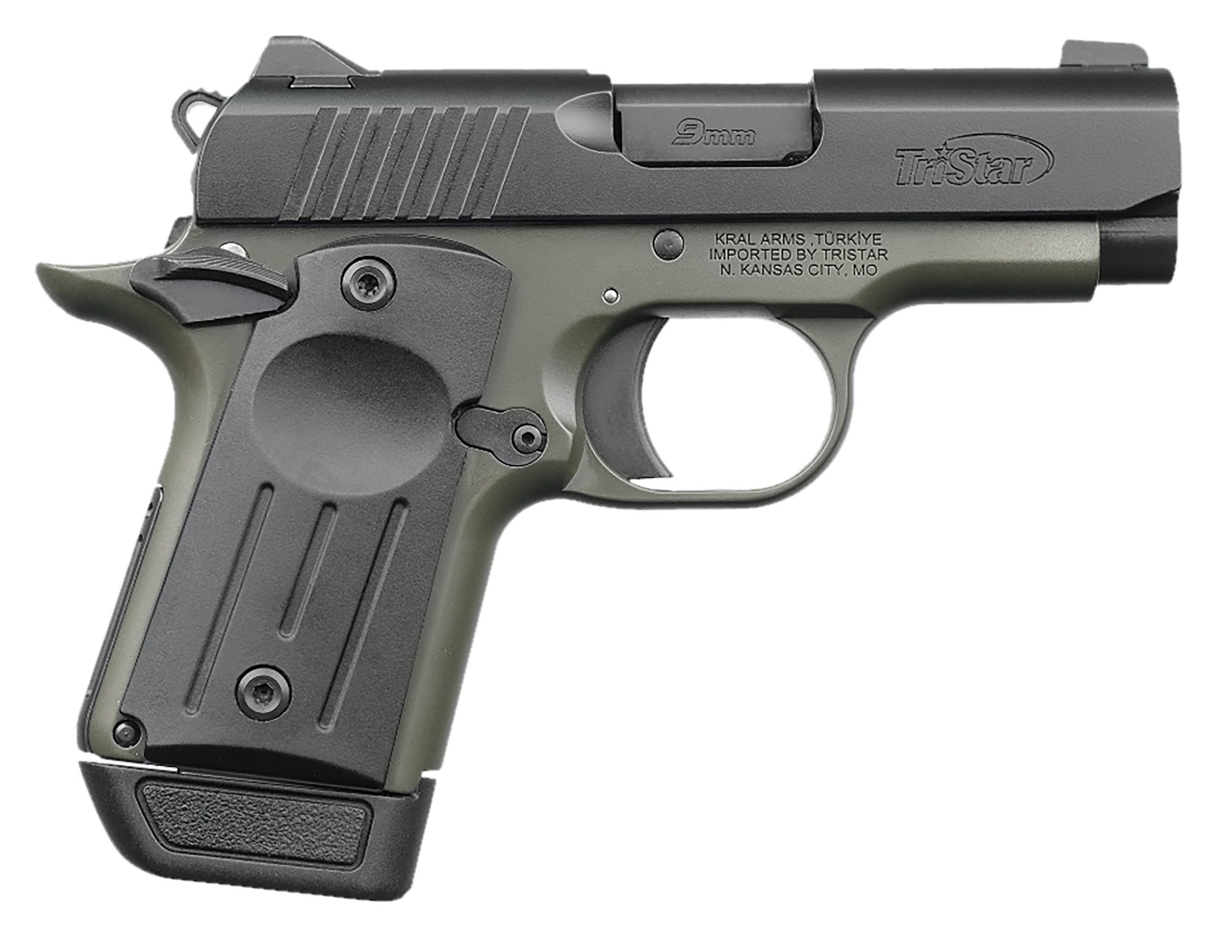 Tri-Star Protege X Pistol 85714, 9mm Luger, 3.20in, Black Polymer Grips, OD Green Cerakote Finish, 7 Rds