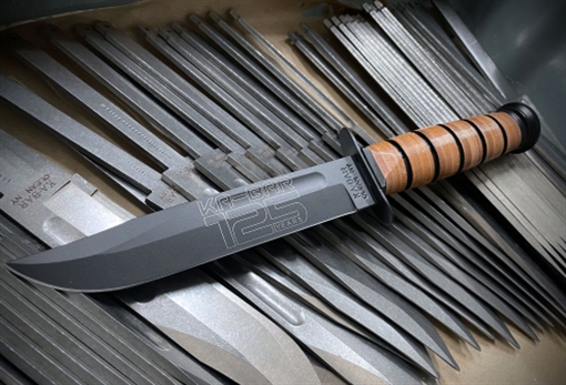 KA-BAR USMC 125TH ANNIVERSARY KNIFE 11.87 OAL 7 IN CLIP POINT BLADE W/ BROWN LEATHER SHEATH BOXED 9226