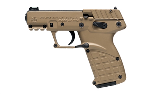 Kel-Tec P17, Single Action Only, Semi-automatic, Polymer Frame Pistol, Compact, 22LR, 3.8" Barrel, Threaded 1/2x28, Matte Finish, Tan, Fiber Optic Front Sight, 10 Rounds, 3 Magazines P17BTAN10