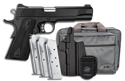 Kimber America Custom LW, Semi-automatic, 1911, Metal Frame Pistol, Full Size, 45ACP, 5" Barrel, Matte Finish, Black, Rubber Grips, 3-Dot Fixed Sights, 3 Magazines, 7 Rounds, Includes Mission First Holster and Range Bag 3700812