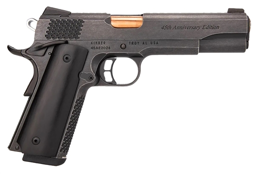 Kimber Mfg.,inc 45th Anniversary Limited Edition Full Size Frame 45 ACP 8+1 5" Titanium Nitride Distressed Cerakote Distressed Cerakote Black Horn Grip 3700841