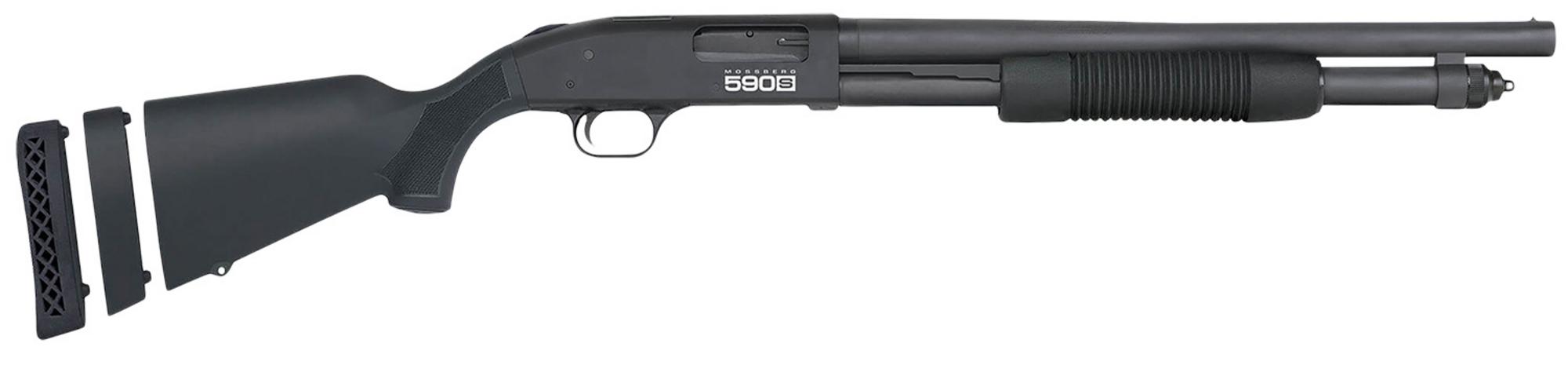Mossberg 590S Compact Shotgun 51607, 12 Gauge, 18.5", 3" Chmbr, Black Adjustable LOP Stock, 5+1