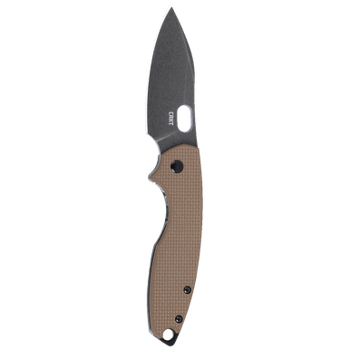 CRKT 5317B Pilar III Folding Knife - 2.97" D2 Black Stonewashed Plain Blade, Brown G10 and Stainless Steel Handles, Frame Lock