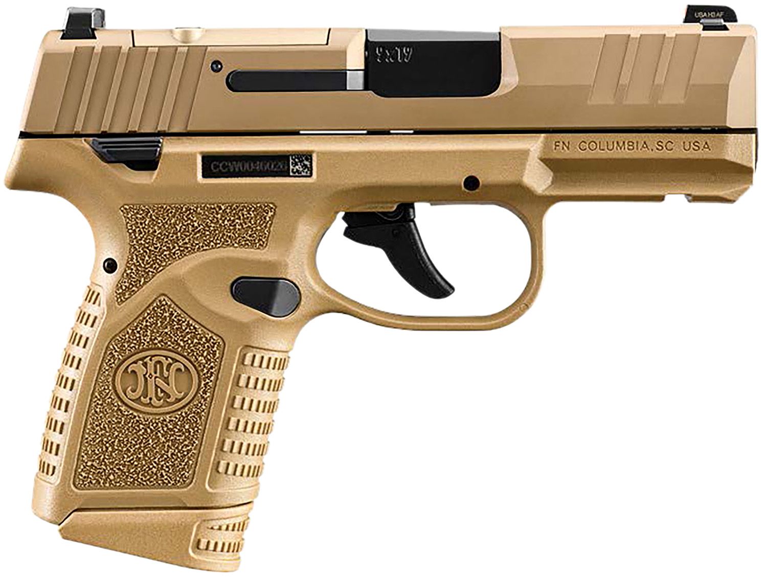 FN Herstal Reflex MRD Optic Ready Pistol 66101419, 9mm Luger, 3.30in, FDE Stippled, Flat Dark Earth Finish, 15 Rds