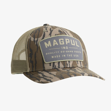 Magpul Go Bang Trucker Hat Bottomland Camo - Cotton/Polyester, One Size Fits Most